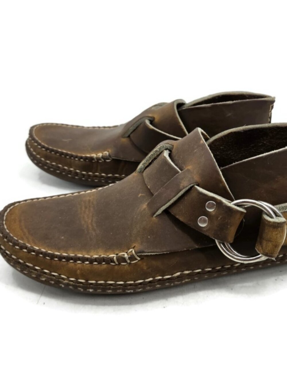 Quoddy Classic Ring Moc Boots Mens 8? Natural Brown Leather Shoes Moccasin